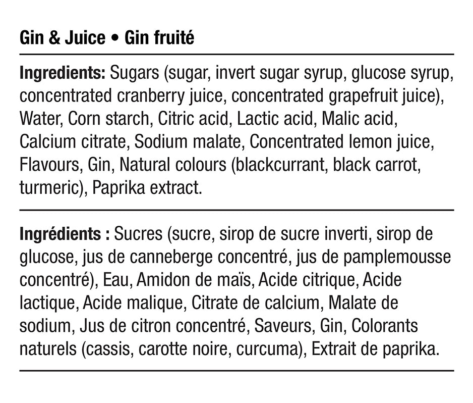 Ingredients - Gin Fruité Végétalien